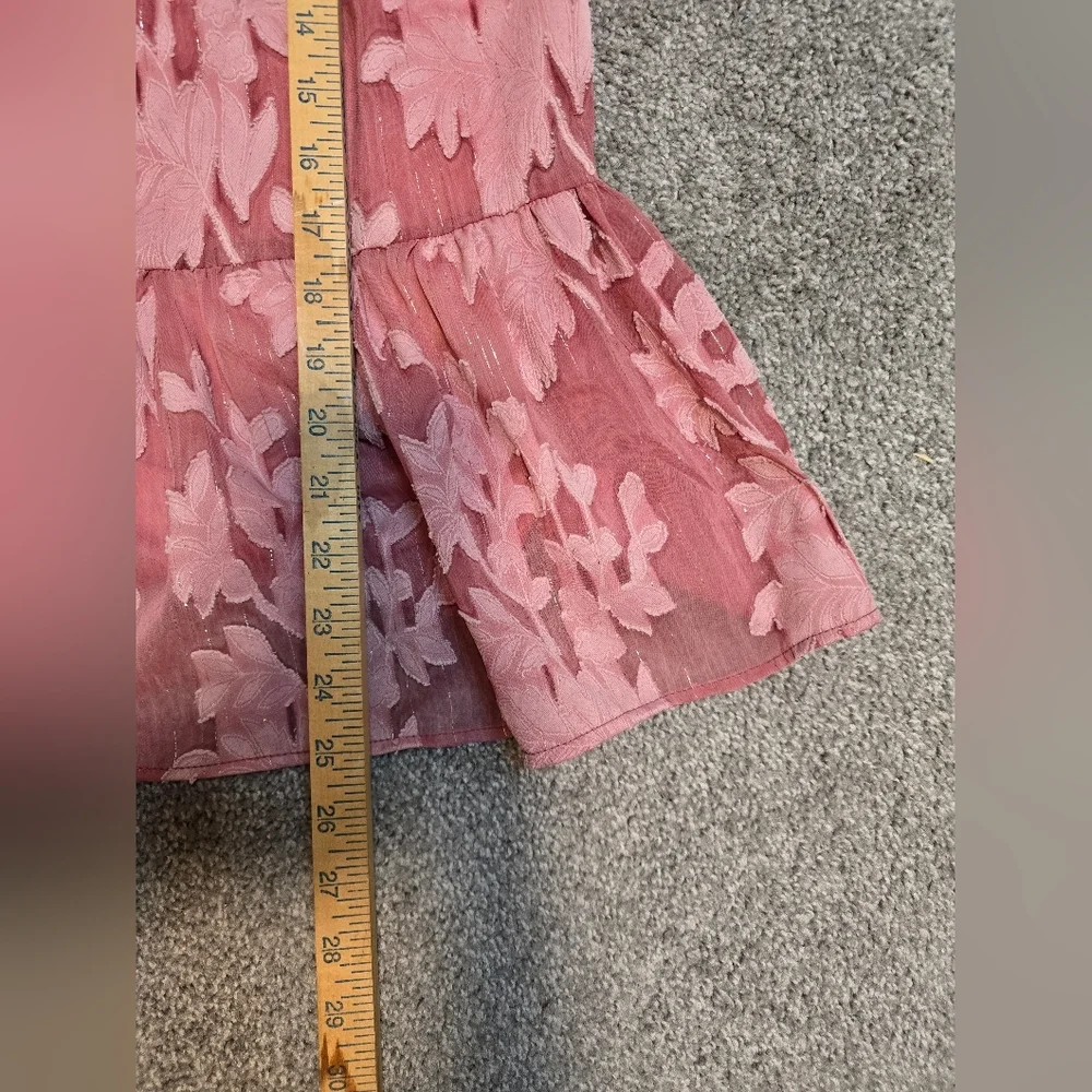 Lulu's Rush of Romance Mauve Burnout Tie Strap Tiered Mini Dress Women's Size XS - Picture 7 of 7